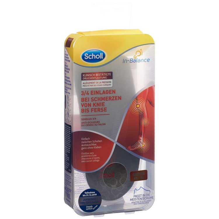 Scholl In-Balance 3/4 insoles 37-39.5 for pain from knee to