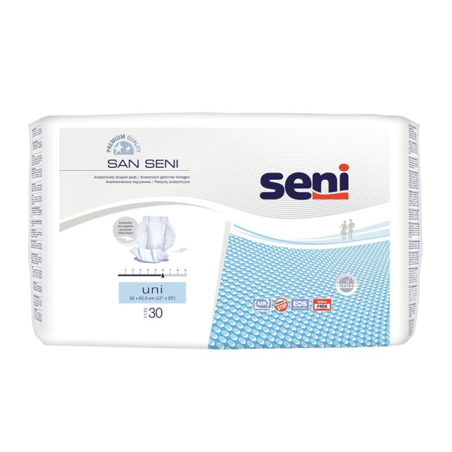 San Seni Uni anatomical incontinence pads breathable 30 pcs