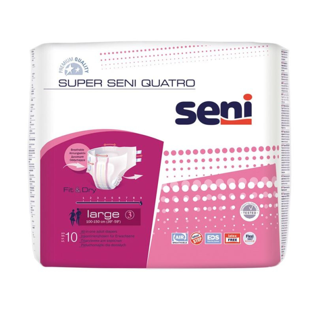 Super Seni Quatro inkontinenčné nohavičky L 4. Odsávanie uzavreté S