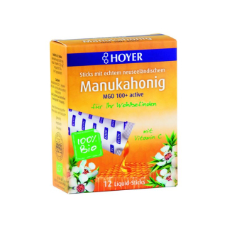 Bastões líquidos orgânicos de mel Hoyer Manuka 12 unidades
