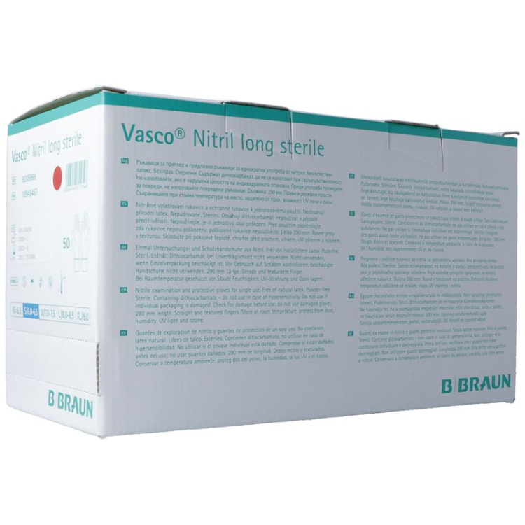 Vasco Nitrile Examination Gloves S long sterile powder-free 50 pairs