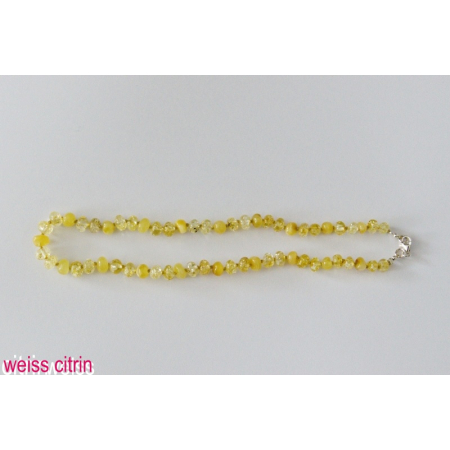 Amberstyle amber necklace white citrine 32cm with lobster clasp