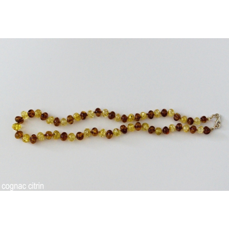 Amberstyle amber necklace cognac citrine 32cm with snap hook