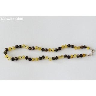 Amberstyle amber necklace black citrine 32cm with lobster clasp