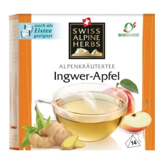 Swiss Alpine Herbs Ingwer-Apfel Tee Knospe CH Btl 14 Stk
