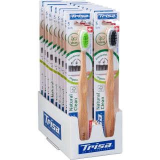 Trisa Clean Natural wooden toothbrush soft display 18 pieces