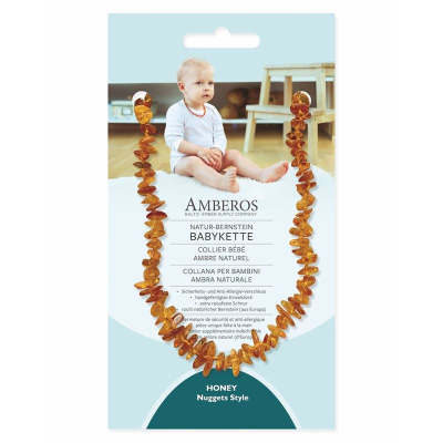 AMBEROS Natur Bernsteinkette Baby Nuggets Honung