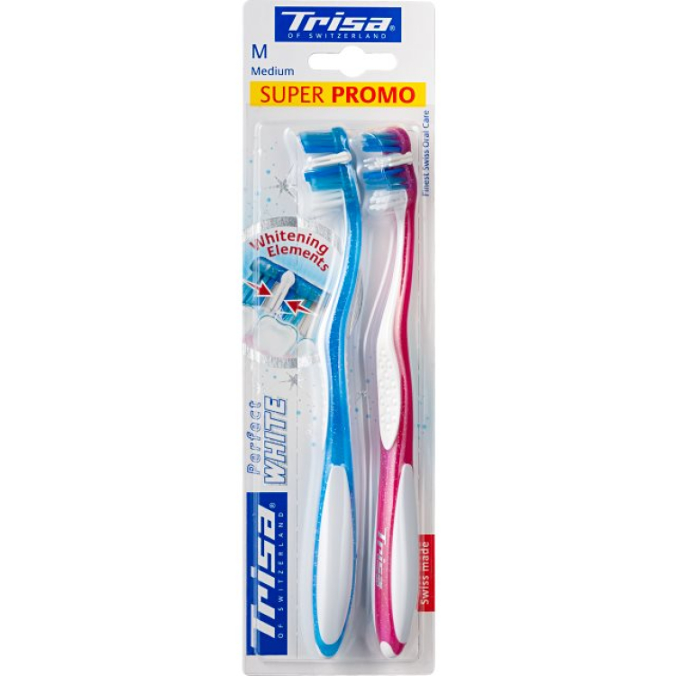 Trisa Perfect White escova de dentes médio duo