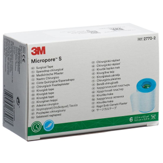 3M Micropore S silicone roll plaster 5cmx5m 6 pcs