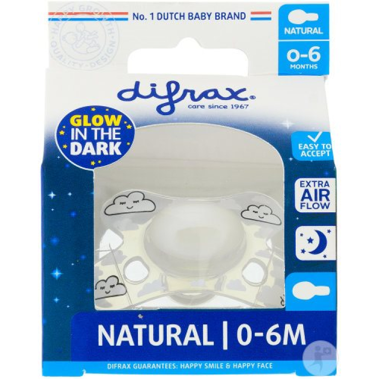 Difrax Soother Natural 0-6M Nattsilikon