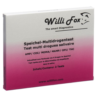 Willi Fox rusmiddeltest multi 6 medikamenter spytt 2 stk