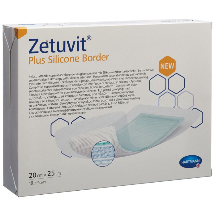 Zetuvit Plus Silicone Border 20x25cm 10 pcs