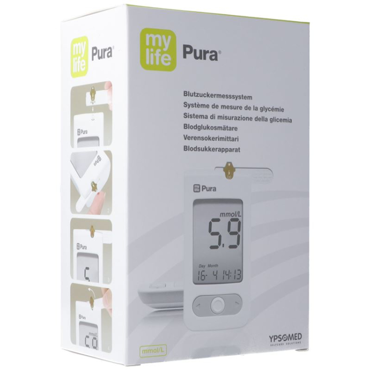 mylife Pura Blutzuckermessgerät Kit mmol/L