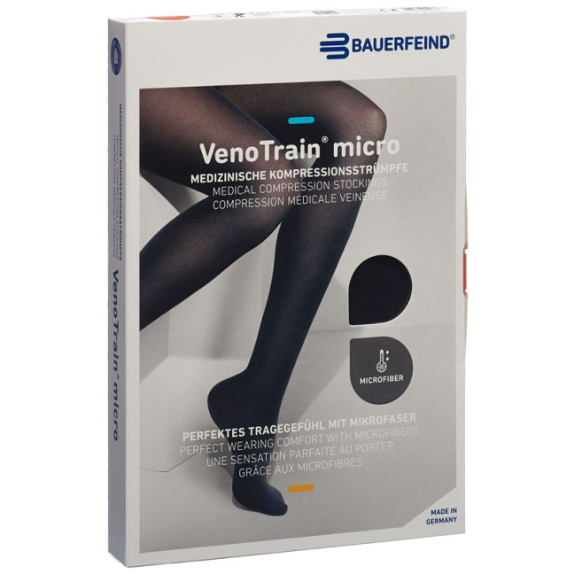 VenoTrain MICRO A-G KKL2 normal S / short open toe black adhesive tape tufts 1 pair