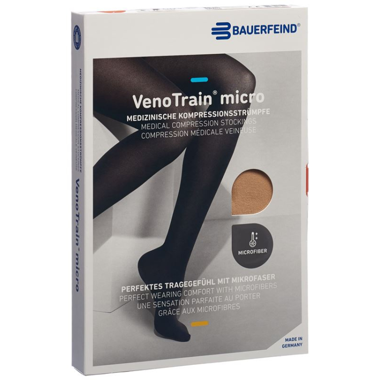 VenoTrain MICRO A-G KKL2 M plus / short closed toe cream adhesive tape tufts 1 pair