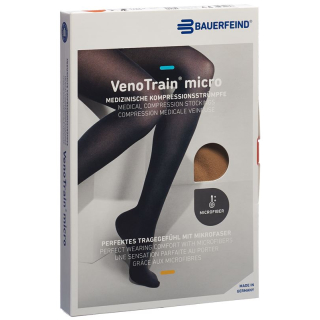 VenoTrain MICRO A-G KKL2 M plus / long open toe caramel adhesive tape tufts 1 pair