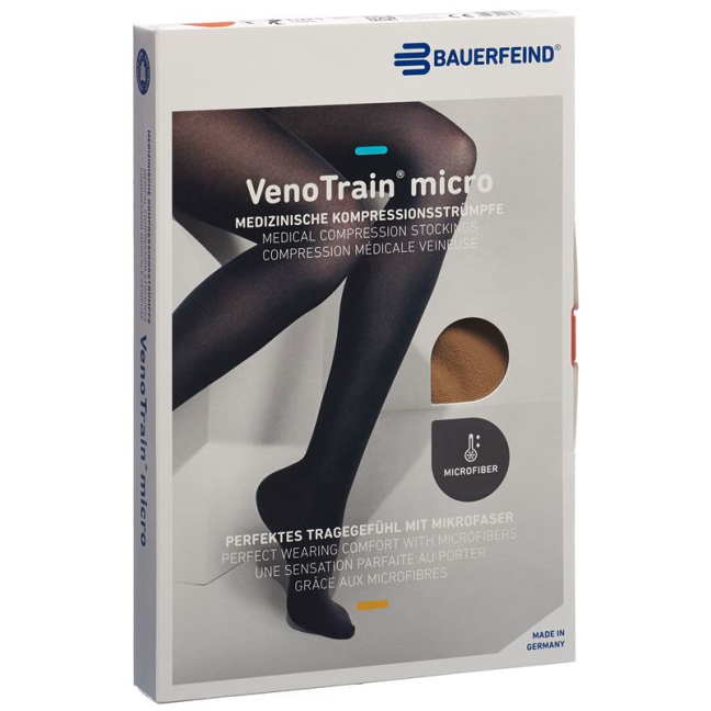 VenoTrain MICRO A-G KKL2 L plus / short open toe caramel adhesive tape tufts 1 pair