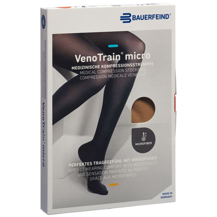 VenoTrain MICRO A-G M KKL2 normal / short open toe caramel adhesive tape tufts 1 pair