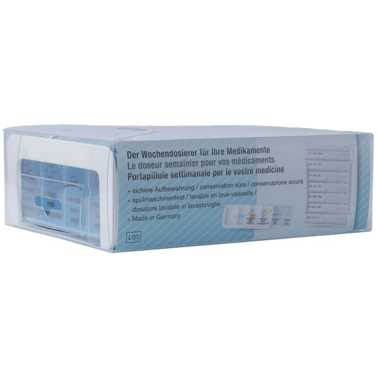 Anabox Medidispenser compact 7 Tage hellblau 4 Fächer deutsch/fr