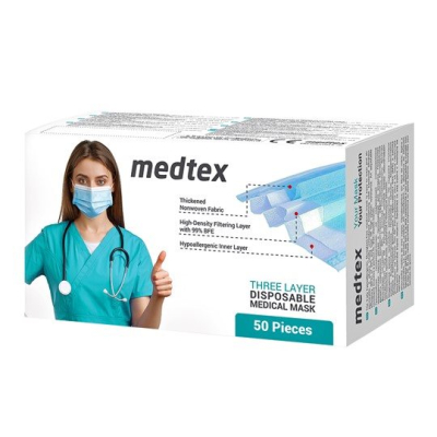 MedTex Medizinische Einweg Maska Tipi IIR EN14683 50 Stk