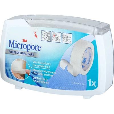 3m micropore ֆլիզ կպչուն գիպս դիսպենսերով 12,5մմx5մ սպիտակ