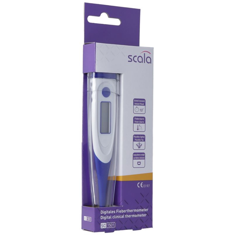 scala Digital Thermometer SC 1501 flexible Spitze 10 Sekunden blau