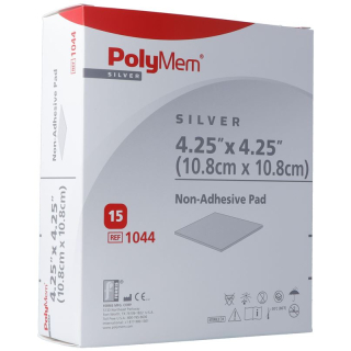 PolyMem Sølv skumbandage 10,8x10,8cm ikke-klæbende steril 15 p.