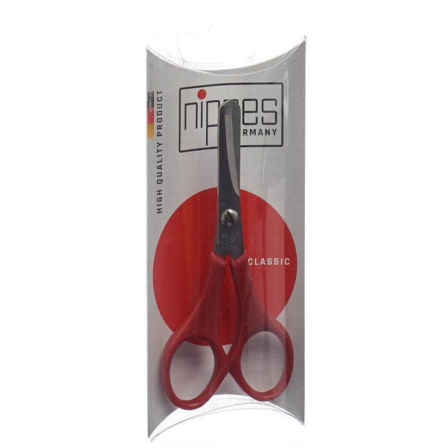 Nippes baby scissors with plastic handle 10cm red nickel-plated