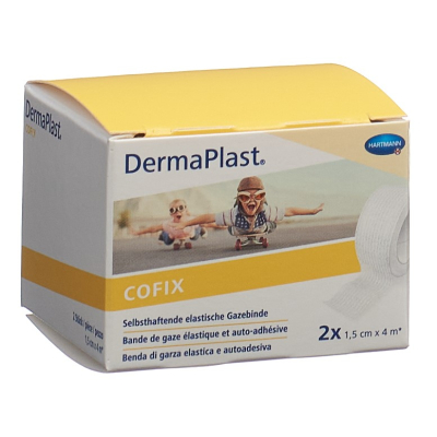 DERMAPLAST COFIX gauze bandage 1.5cmx4m white 2 pcs