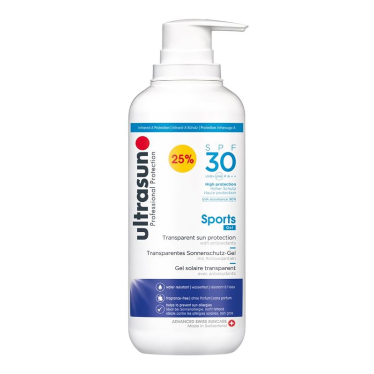 Ultrasun Sports gel SPF 30 -25% carton 400 ml