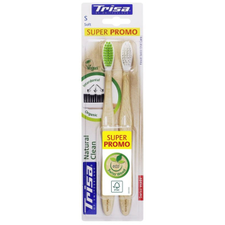 TRISA Natural Clean wooden toothbrush soft DUO