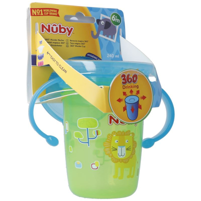 NUBY Trinktasse 360° Wonder Cup 240 ml m Griff GRÜN