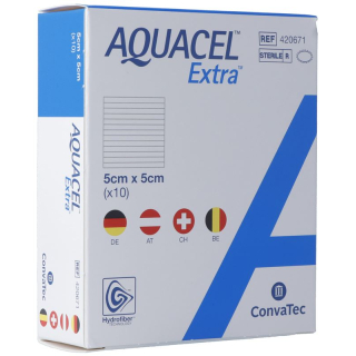 AQUACEL Extra Hydrofiber Bandage 5x5cm 10 pcs
