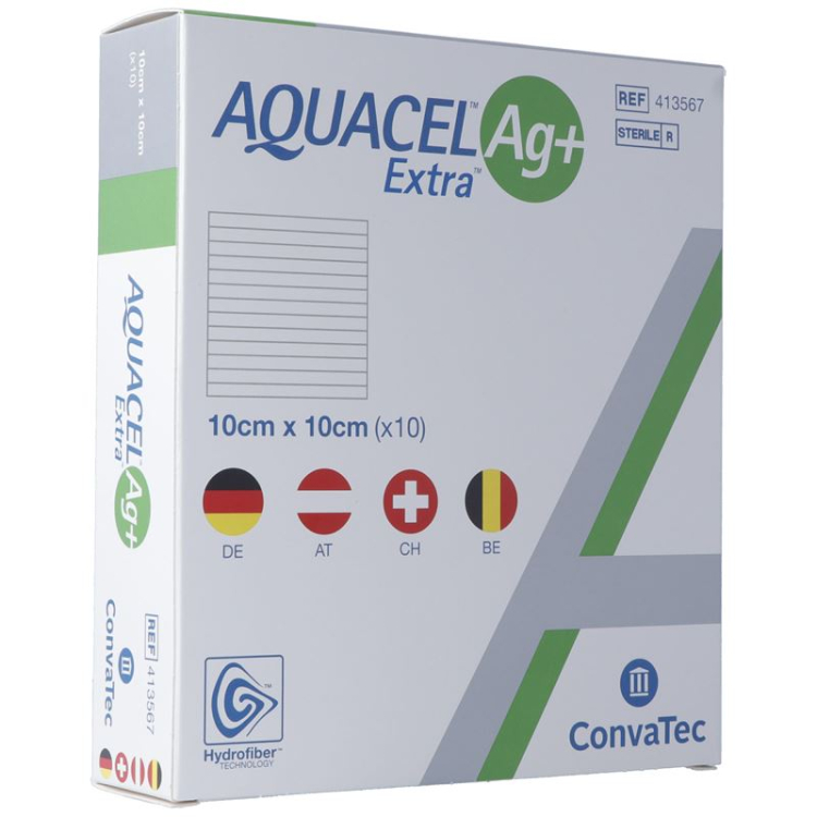 AQUACEL Ag+ கூடுதல் சுருக்க 10x10cm