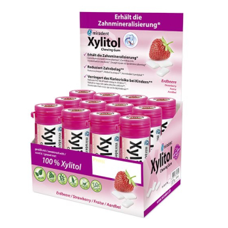 Miradent xylitol gum for Kids Strawberry Display 12 doses of 30 pieces
