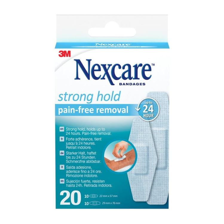 3M Nexcare Strong Hold Pain Free Removal 2 duże zestawy 20 sztuk