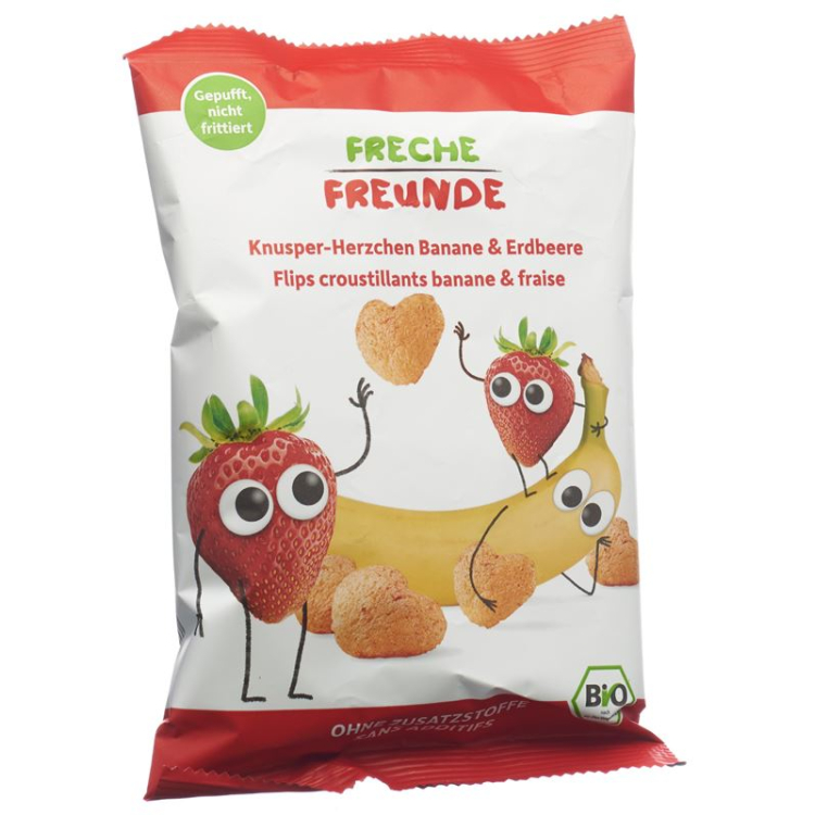 Naughty Friends Crunchy Hearts Banana & Strawberry 30g Bottle