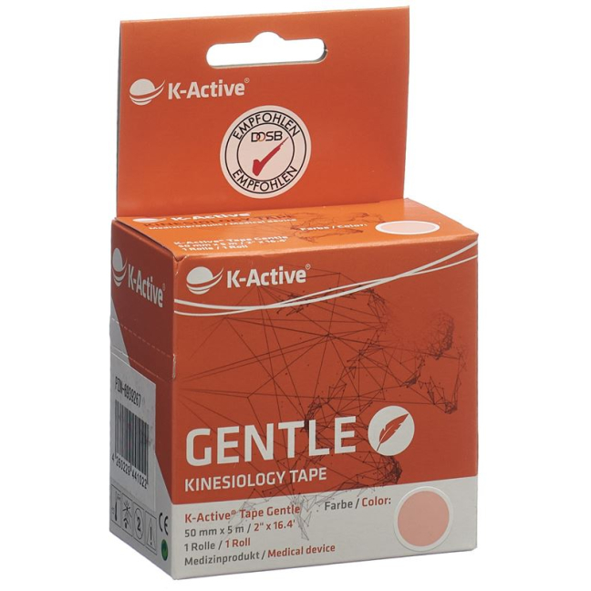 K-Active Kinesiology Tape Gentle 5cmx5m beige sensitivo