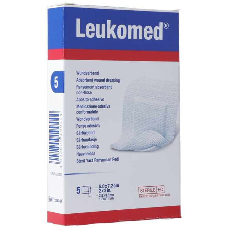 Leukomed wound dressing 7.2x5cm 5 pieces