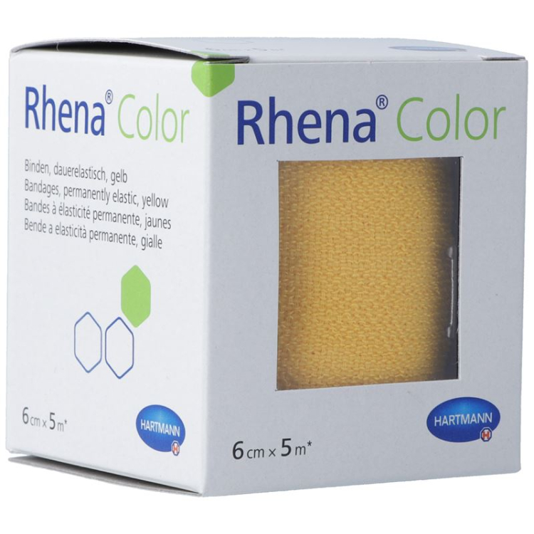 Rhena Color ელასტიური სახვევები 6cmx5m ყვითელი