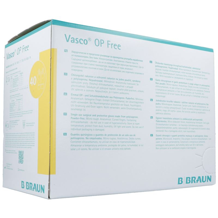 Vasco OP Free ձեռնոցներ 8.5 չափսի ստերիլ առանց լատեքսի 40 զույգ