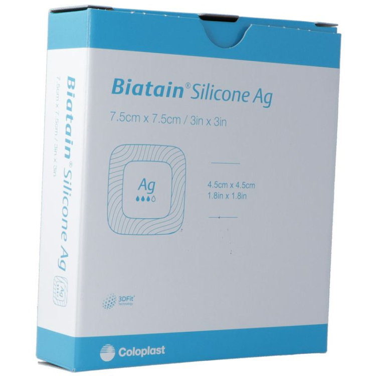 Biatain Silicone Ag חבישה קצף 7.5x7.5 ס"מ דביקה עצמית 5 יחידות