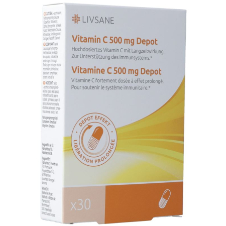 Livsane ビタミン C デポ カプセル 500 mg CH バージョン 30 Stk