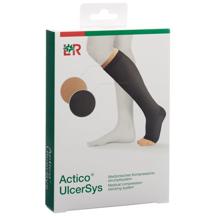 Actico UlcerSys compression stocking system S long black / sand