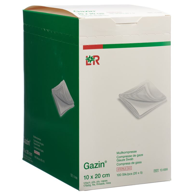 Gazin Mullkompressen 10x20cm 12-fach Set steril 5 Stk