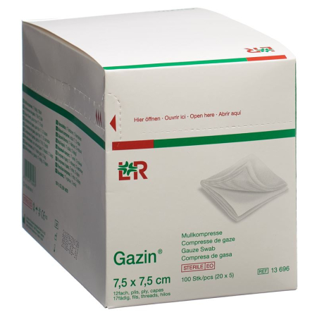 Компрессы Gazin марлевые 7,5х7,5см набор из 12 шт. стерильные 20 х 5 шт.