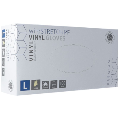 Gribi Untersuchungshandschuhe Vinyl L puderfrei unsteril Stretch Plus Box 100 Stk