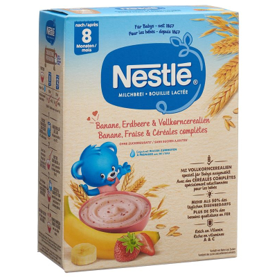 Nestlé milchbrei banane erdbeere and vollkorncerealien 8 monate 450 ក្រាម