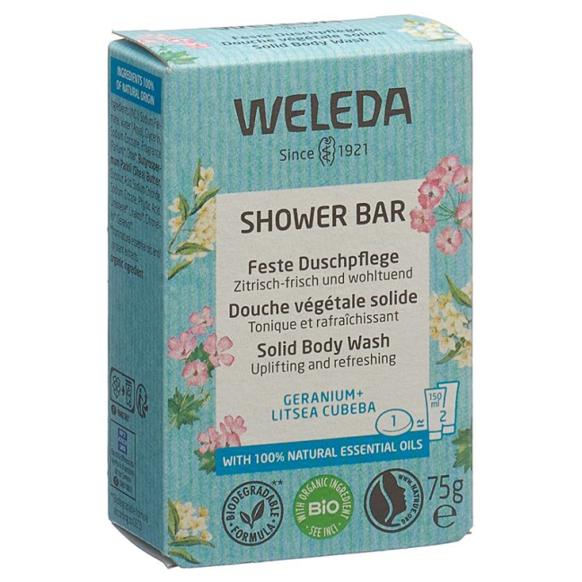 WELEDA Feste Duschpflege Gera+Litsea Cub - All-Natural Shower Gel