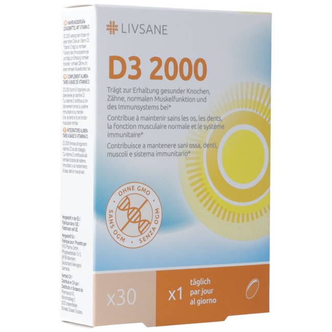 Livsane Vitamin D3 2000 - Dietary Supplement for Healthy Bones and Teeth